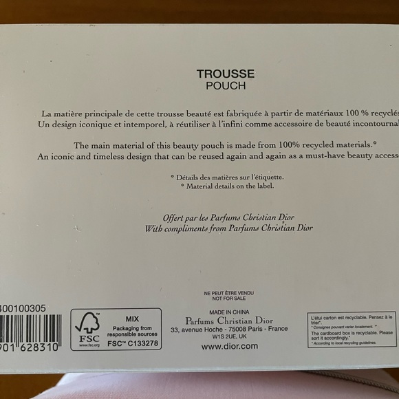 Dior Trousse Make up Pouch In Pink/Silver zipper NIB - Picture 6 of 9